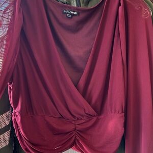 Fashion Nova Burgundy Wrap Top